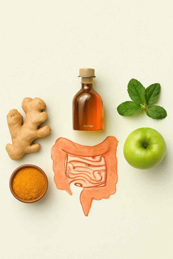 Herbal medicine for boosting immunity, showcasing herbal ingredients like echinacea, elderberries, garlic, turmeric, and ashwagandha.