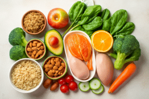 A variety of gluten-free dishes including breakfast, lunch, and dinner options, beautifully arranged to showcase easy and delicious gluten-free recipes.